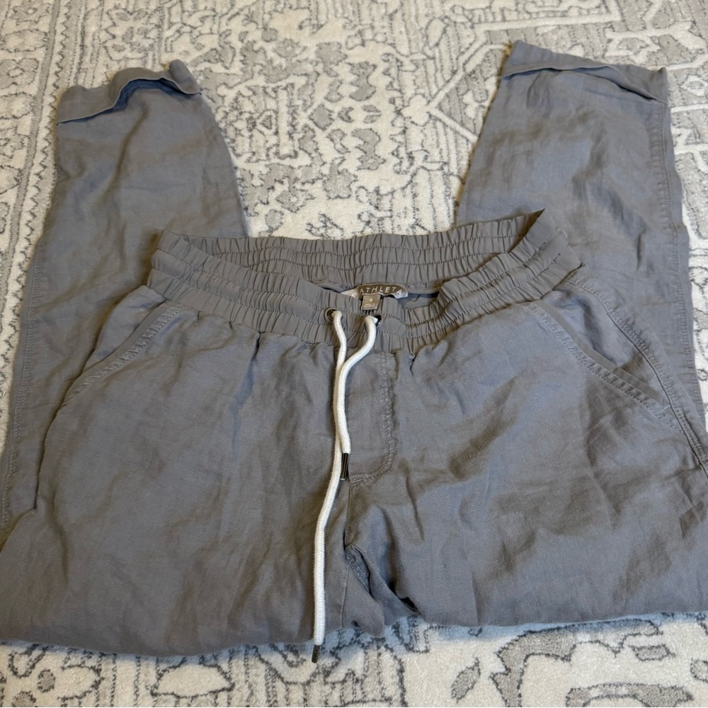 Athleta Bali Linen cuffed Ankle Drawstring Pants size 4